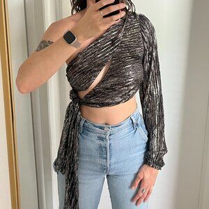 Metallic Silver Cut Out Top